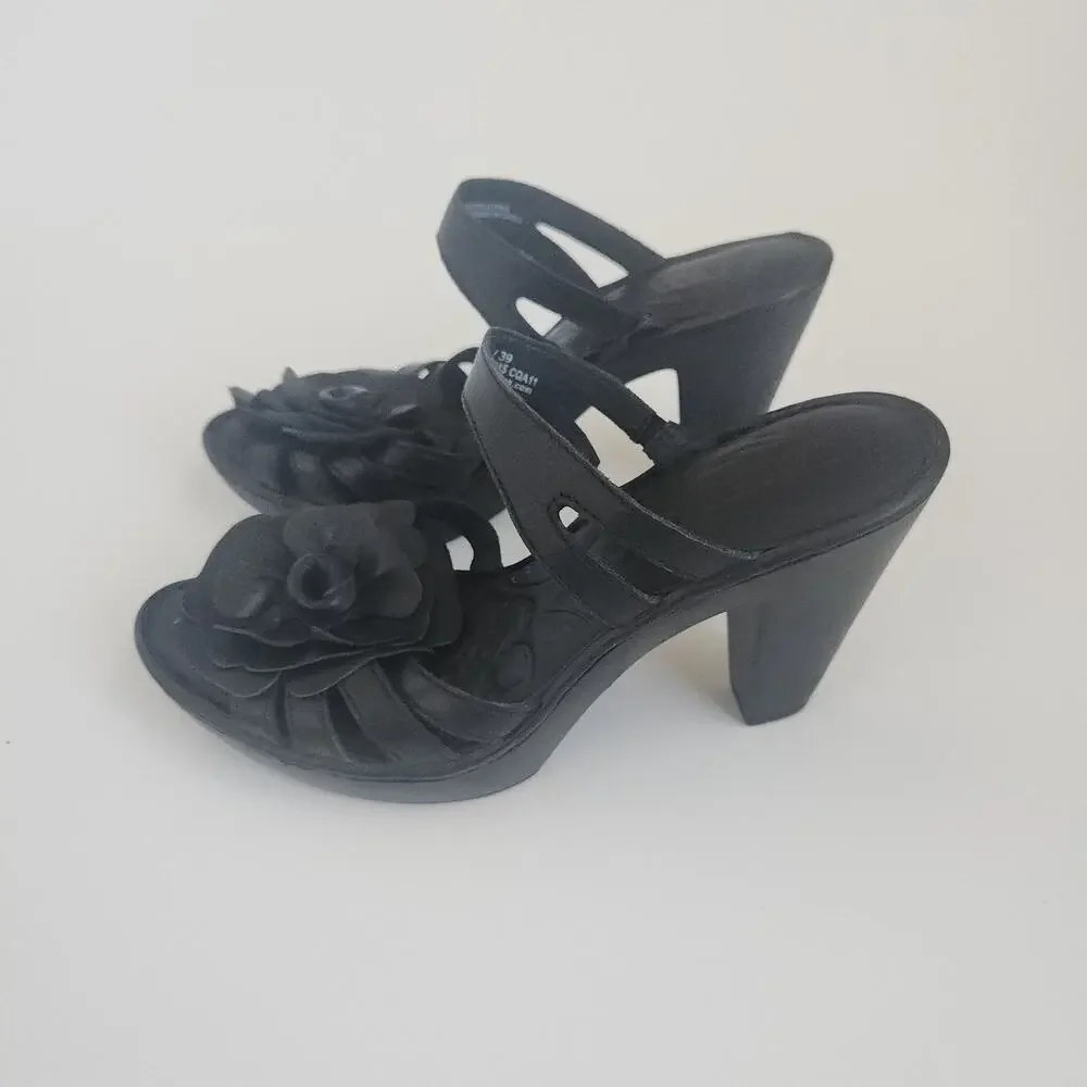 Born Flower Leather Sandals Black - Picture 2 of 10
